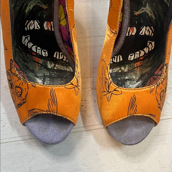 Rare Iron Fist Orange Zombie Lily Heels Size 8 - Picture 5 of 11
